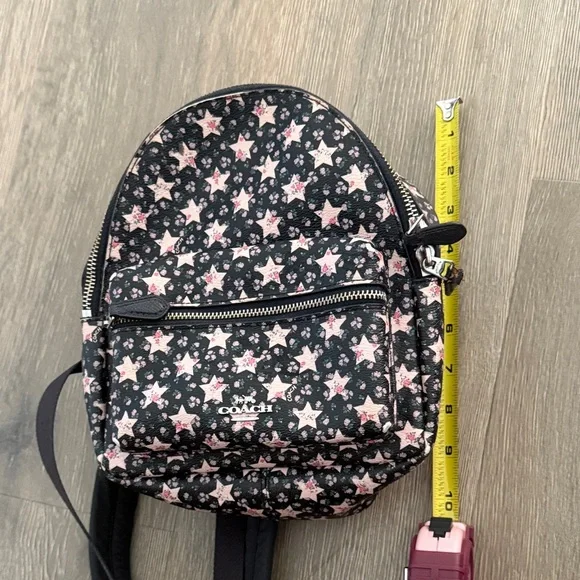 Coach Black and Pink Star Pattern Backpack - Picture 3 of 6